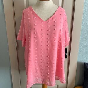 Zenana Outfitters Pink Short Sleeve Boxy Blouse